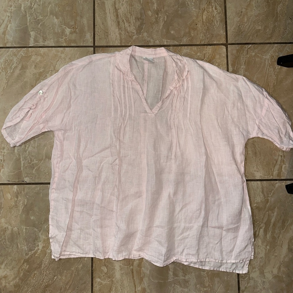 Light Pink PURE MATCH Linen Blouse Size M